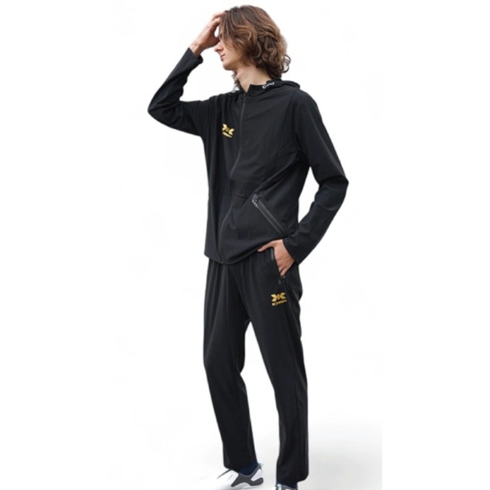 KPNP Tracksuit 2PC SET XL Black Men'sHooded Jacket & Pants Martial Arts Training